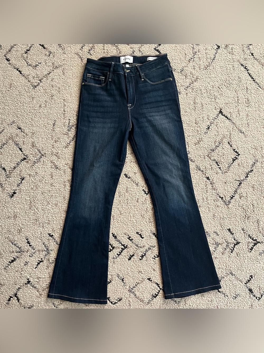 FRAME Le Crop Mini Boot Jeans Size 28 Dark Wash High Rise Flare Stretch
